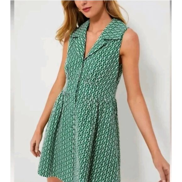 Tuckernuck Dresses & Skirts - Pomander Place Tuckernuck Green Briar Eyelet Sleeveless Noelle Shirt Dress sz Me